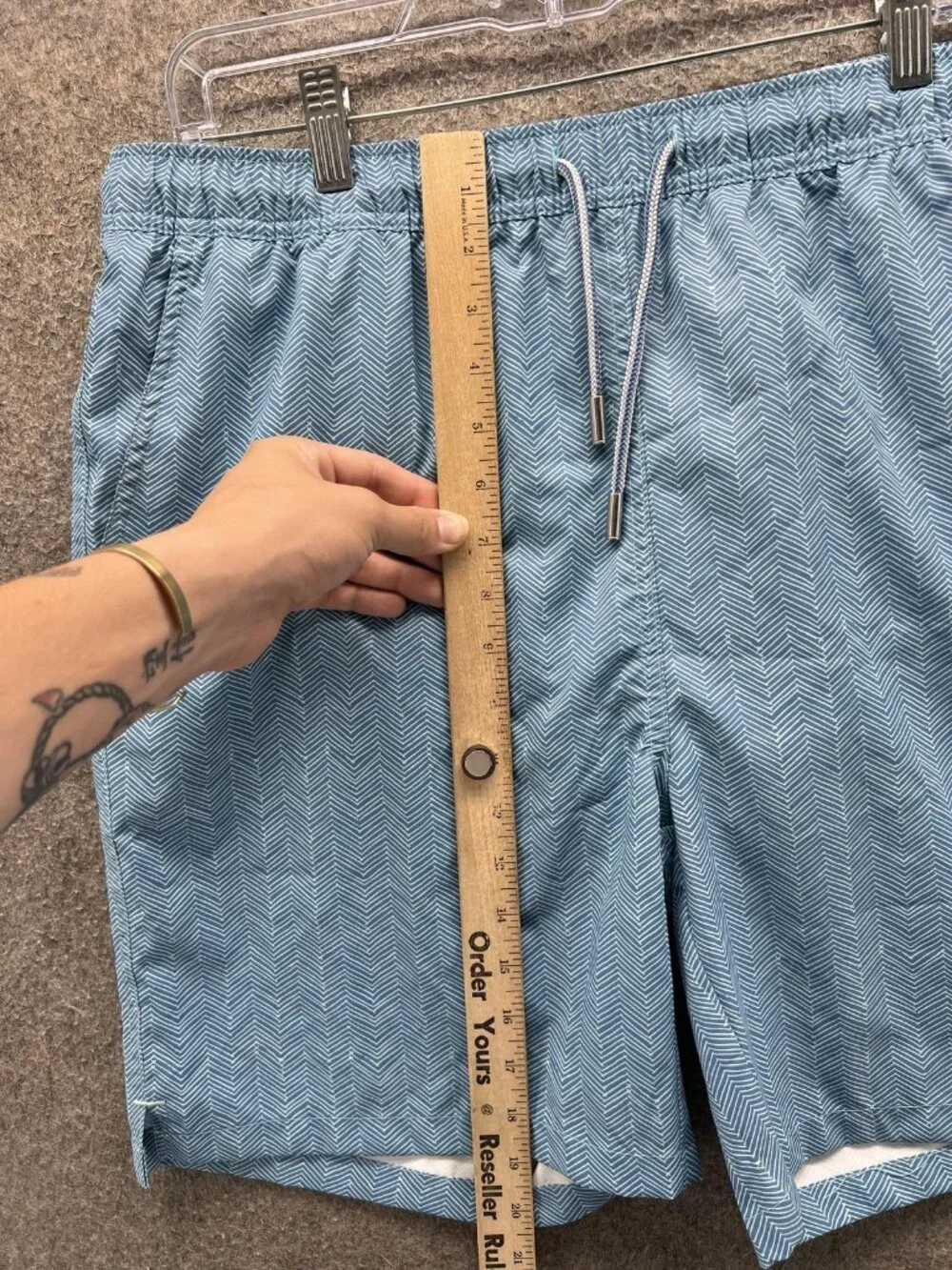 Peter Millar Swim Trunks Mens Large Blue Chevron Mesh Lined Seaside Quick Dry